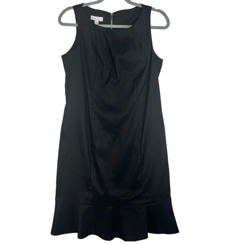 Kim Rogers Black Dress Sleeveless Career Work Flounce‎ Hem Women's Size 8